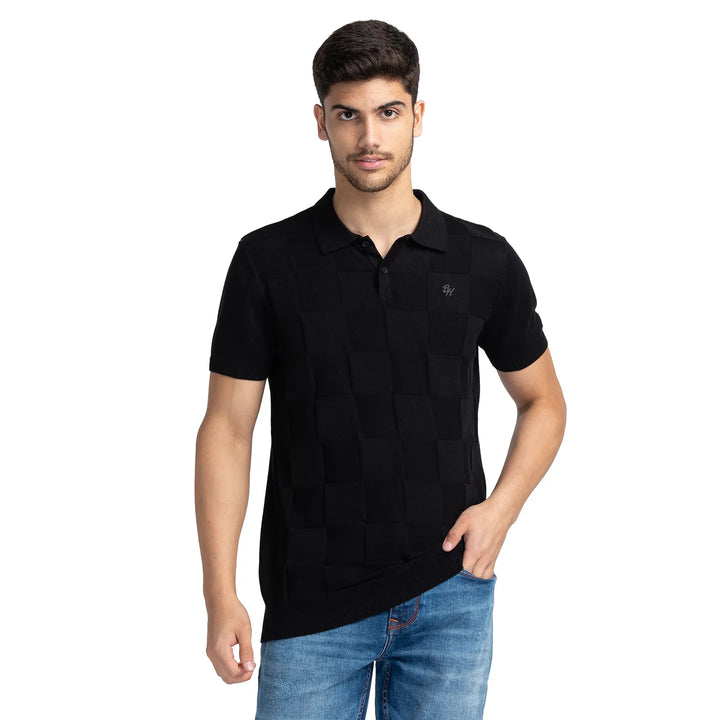 Black Regular Fit Men's Polo T-Shirt