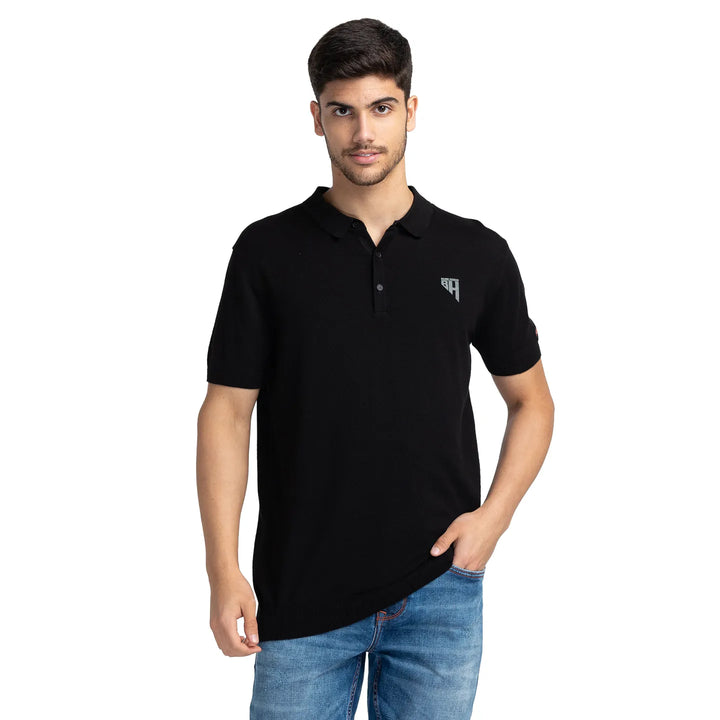 Black Regular Fit Men's Polo T-Shirt