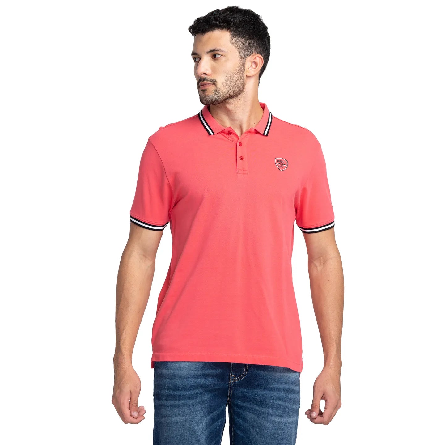 Being Human Clothing Men Regular Fit Polo Neck T-Shirts-Red