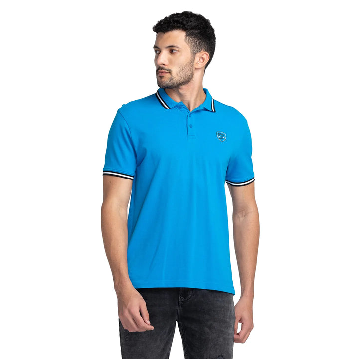 Blue Regular Fit Men's Polo T-shirt by Being Human Clothing