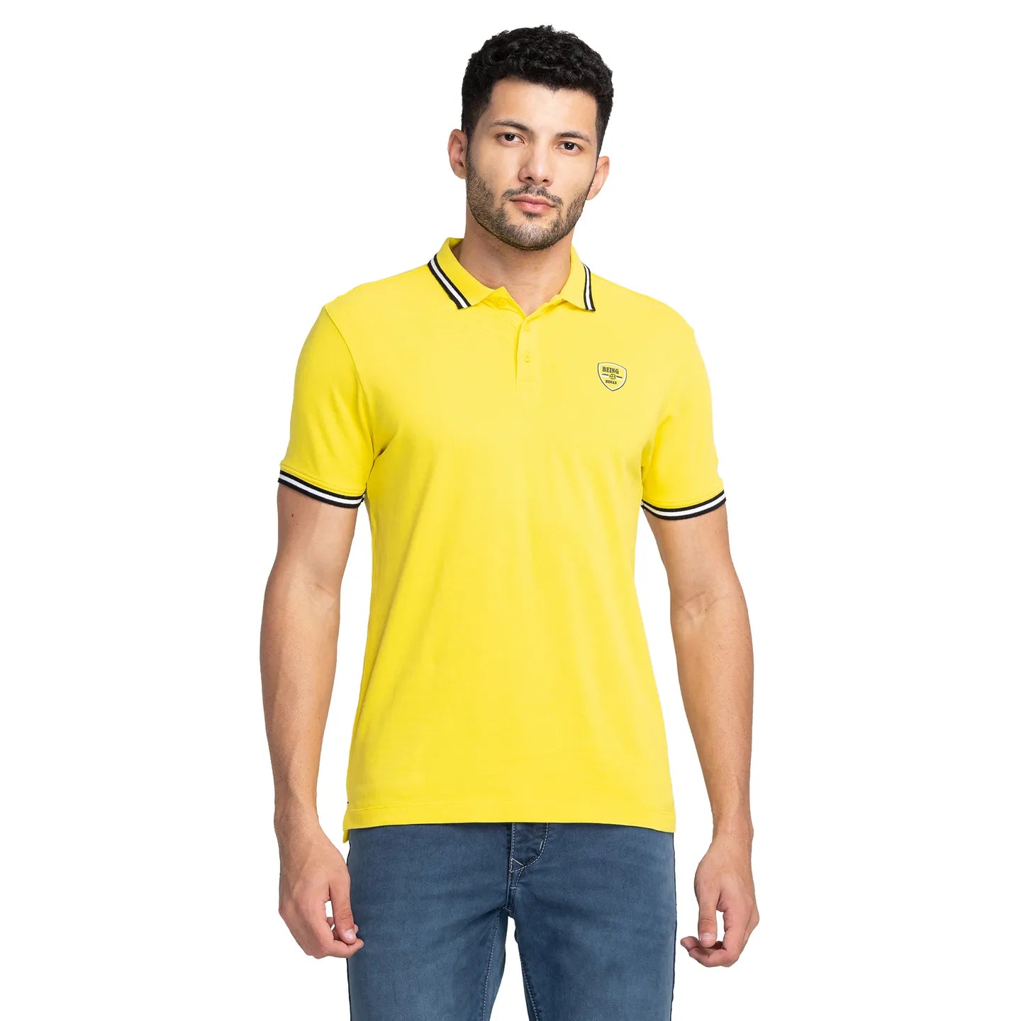 Being Human Clothing Men Regular Fit Polo Neck T-Shirts-Yellow