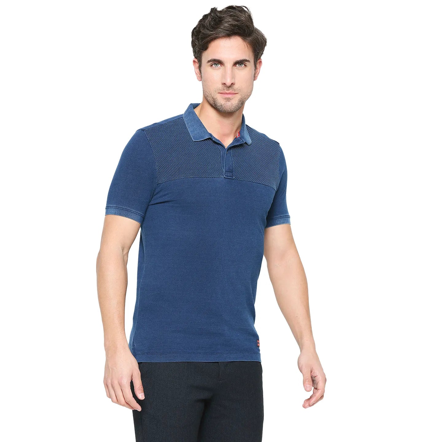 Being Human Clothing Men Regular Fit Polo Neck T-Shirts-Indigo