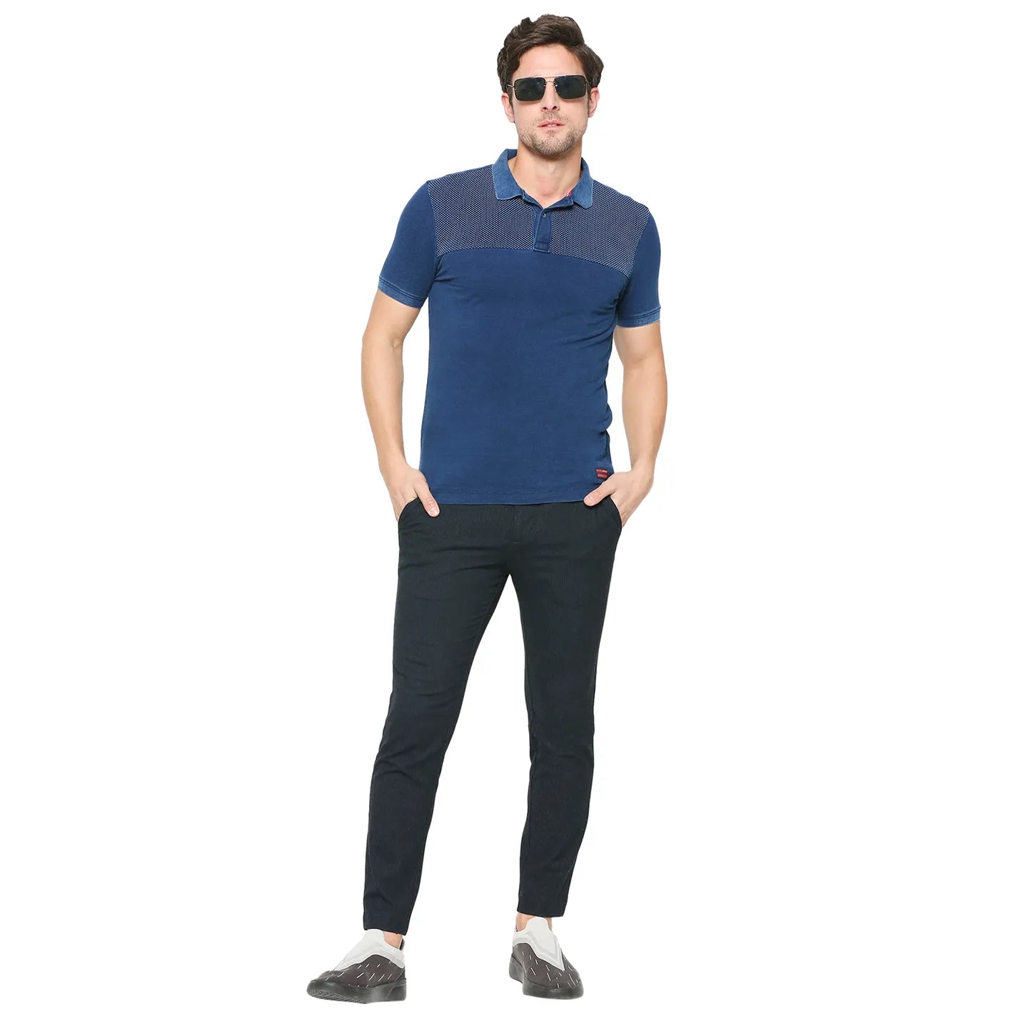 Being Human Clothing Men Regular Fit Polo Neck T-Shirts-Indigo