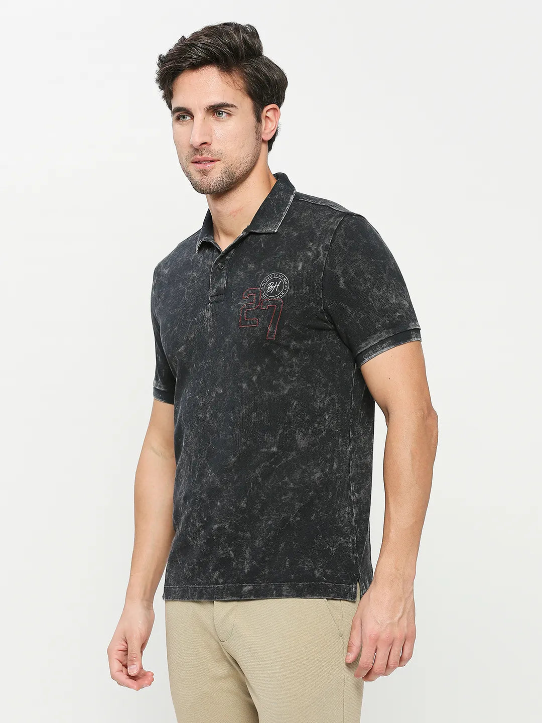 Being Human Clothing Men Regular Fit Polo Neck T-Shirts-Black