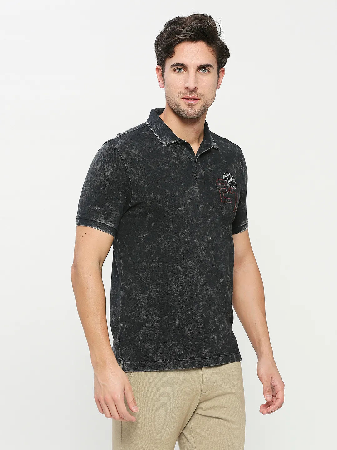 Being Human Clothing Men Regular Fit Polo Neck T-Shirts-Black