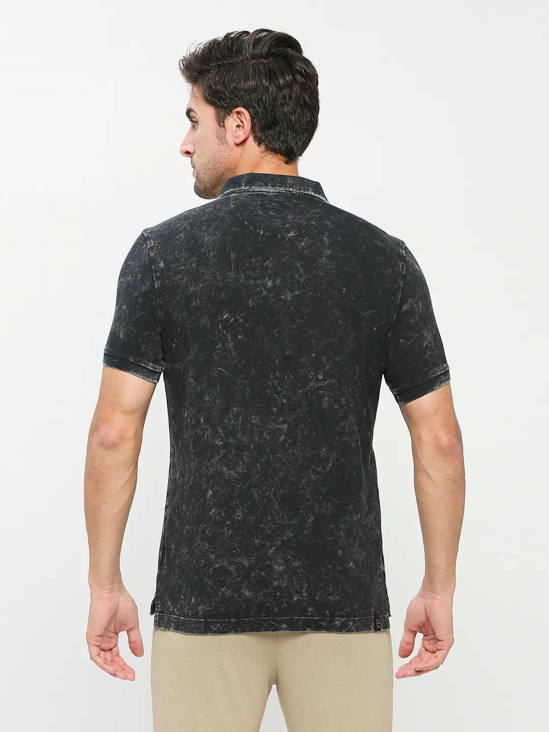 Being Human Clothing Men Regular Fit Polo Neck T-Shirts-Black