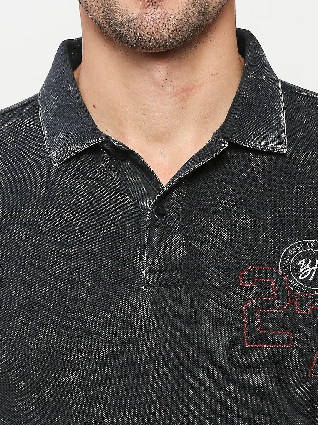 Being Human Clothing Men Regular Fit Polo Neck T-Shirts-Black