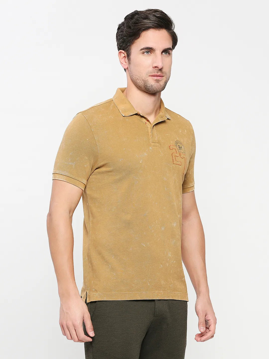 Being Human Clothing Men Regular Fit Polo Neck T-Shirts-Camel
