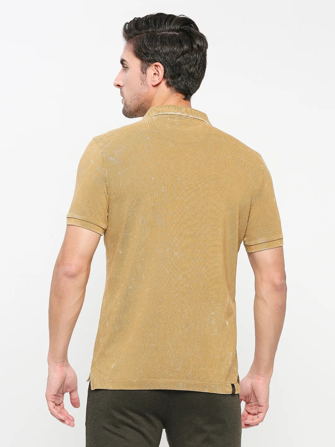 Being Human Clothing Men Regular Fit Polo Neck T-Shirts-Camel