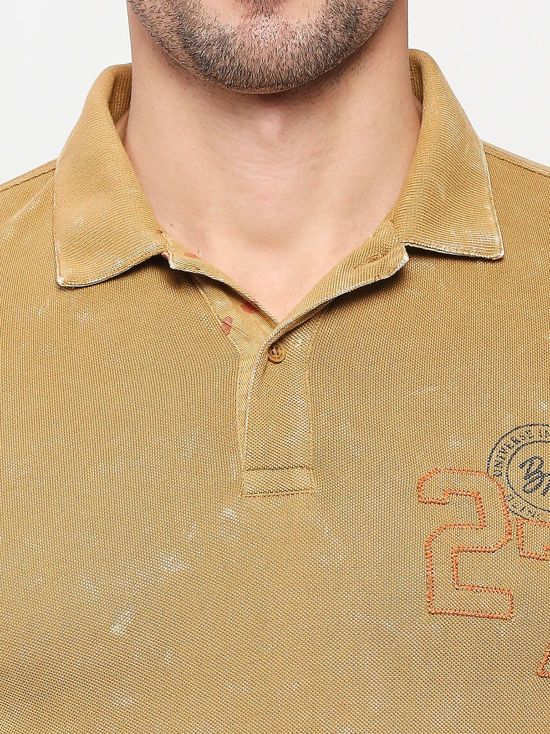 Being Human Clothing Men Regular Fit Polo Neck T-Shirts-Camel