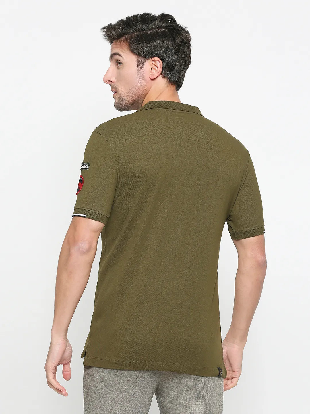 Being Human Clothing Men Regular Fit Polo Neck T-Shirts-Olive
