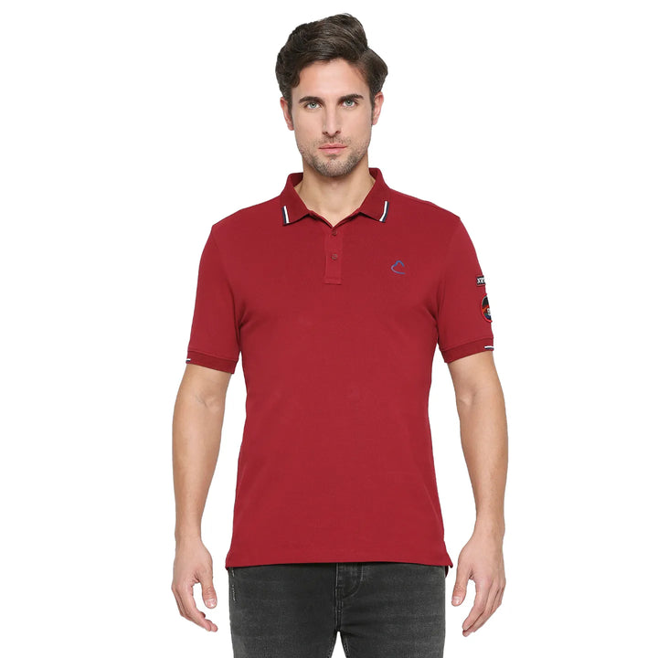 Red Regular Fit Men's Polo T-shirt by Being Human Clothing
