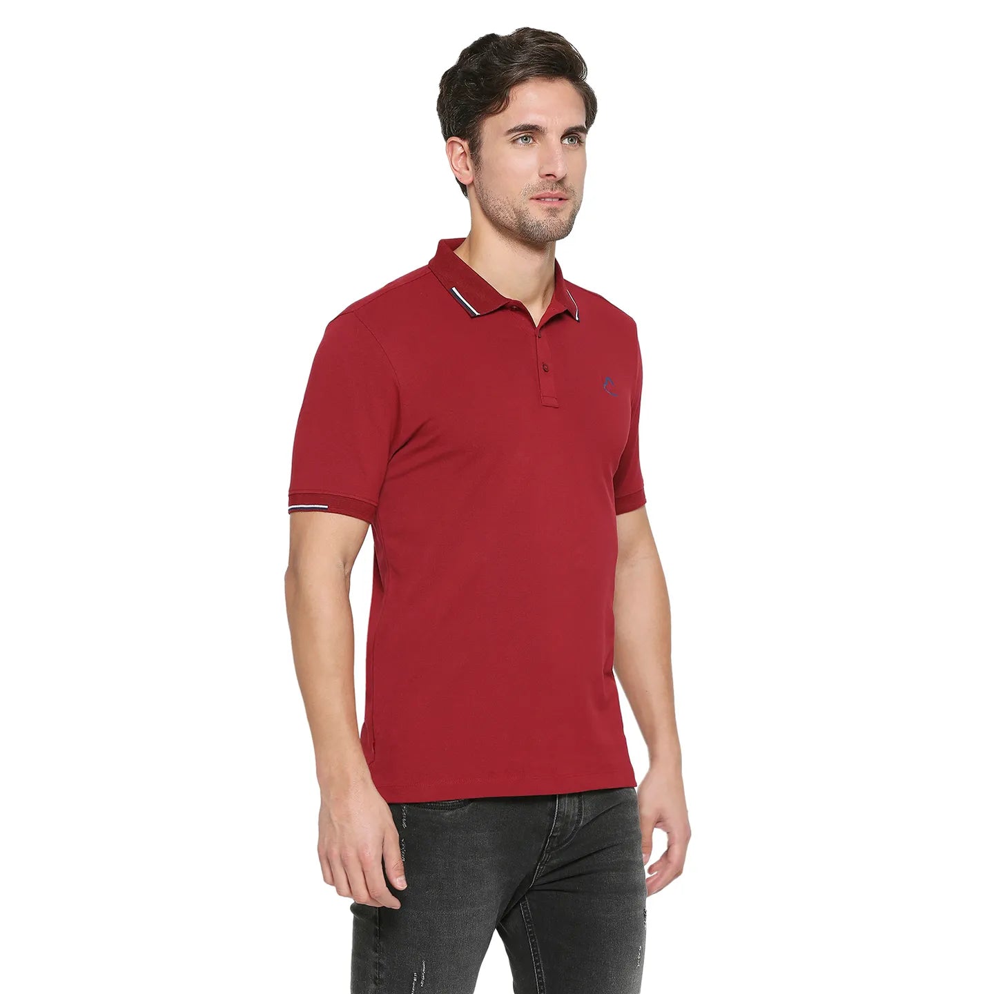 Being Human Clothing Men Regular Fit Polo Neck T-Shirts-Red