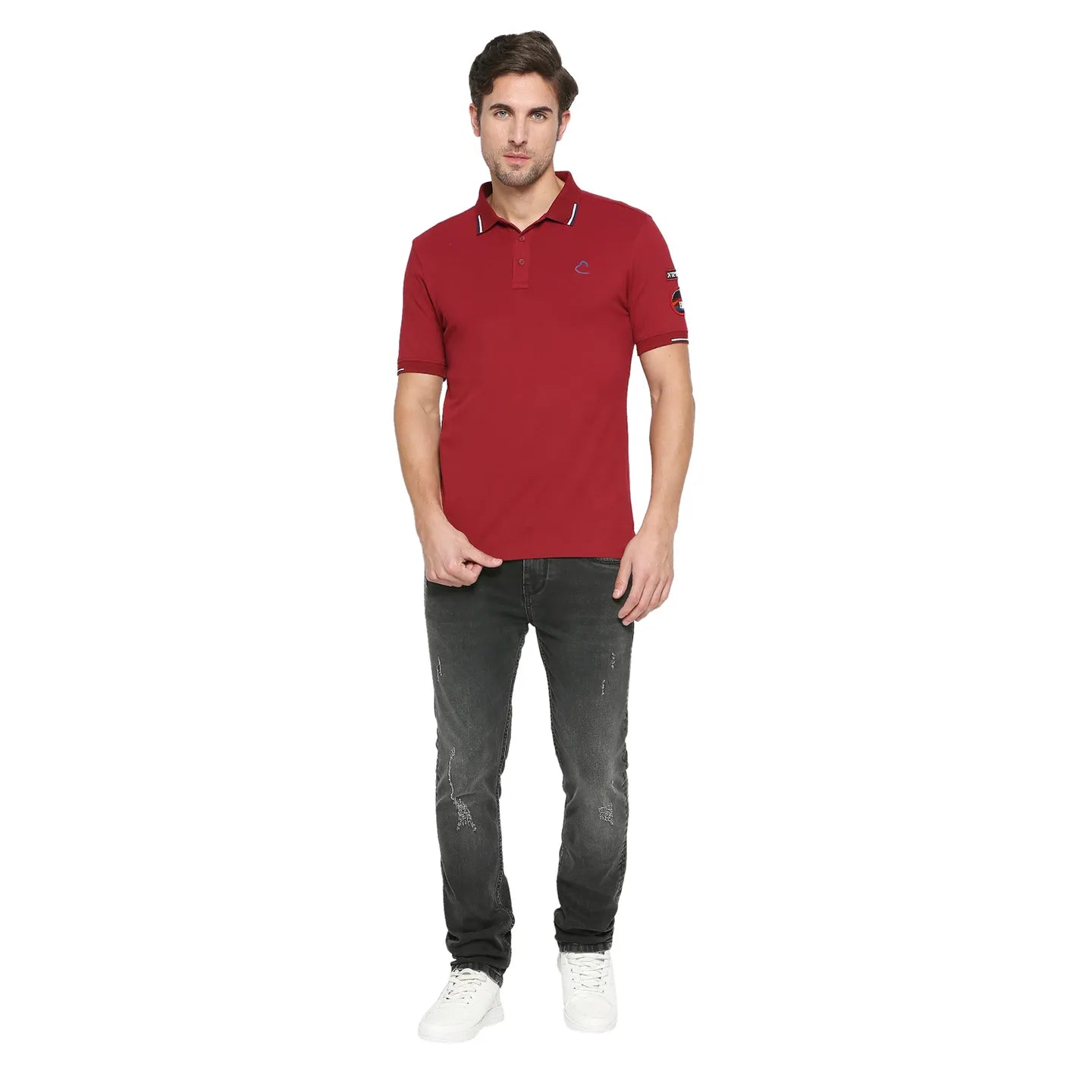 Being Human Clothing Men Regular Fit Polo Neck T-Shirts-Red