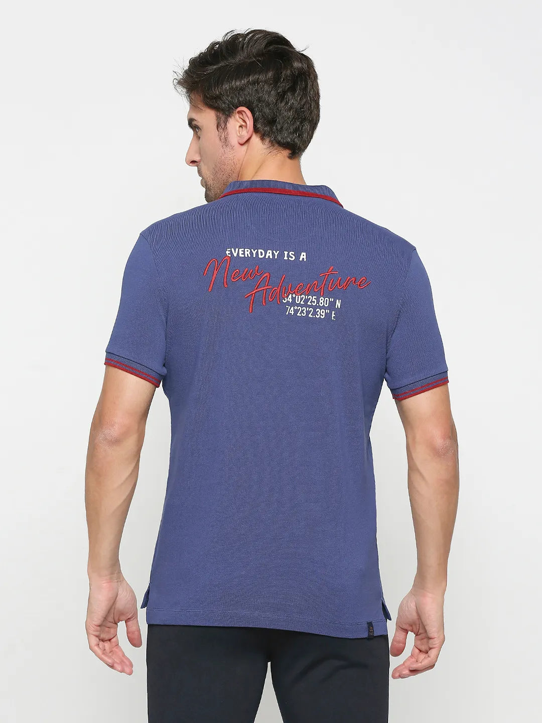 Being Human Clothing Men Regular Fit Polo Neck T-Shirts-Navy