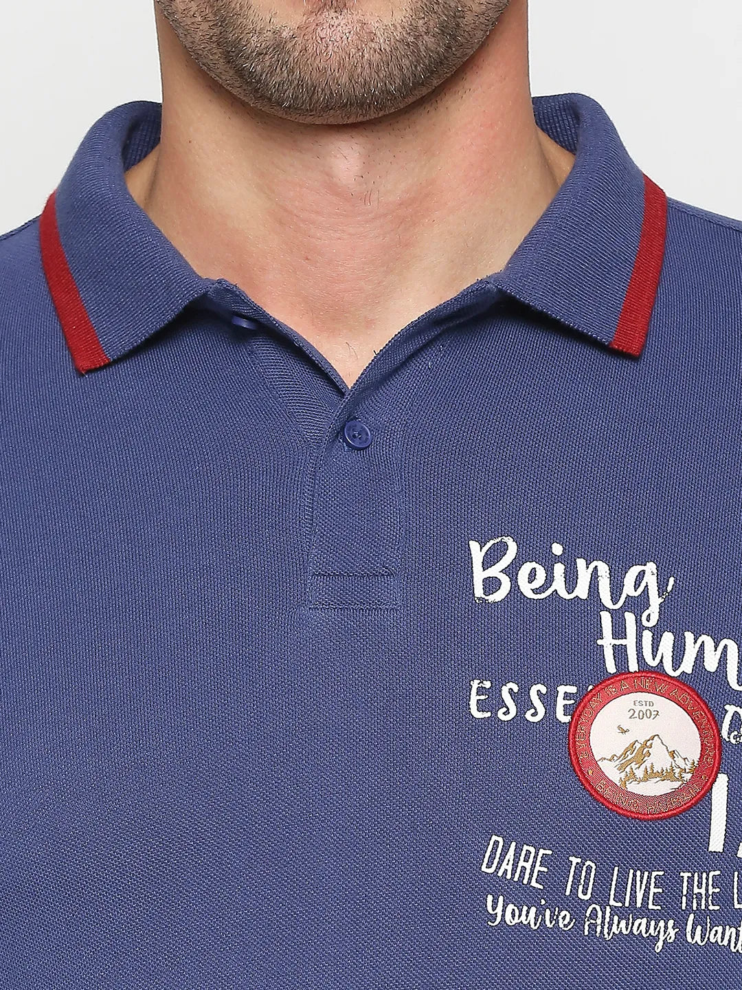 Being Human Clothing Men Regular Fit Polo Neck T-Shirts-Navy