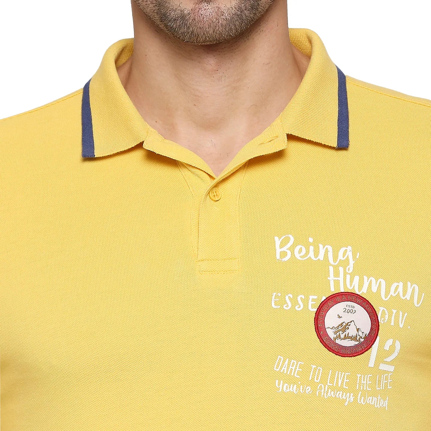 Being Human Clothing Men Regular Fit Polo Neck T-Shirts-Yellow