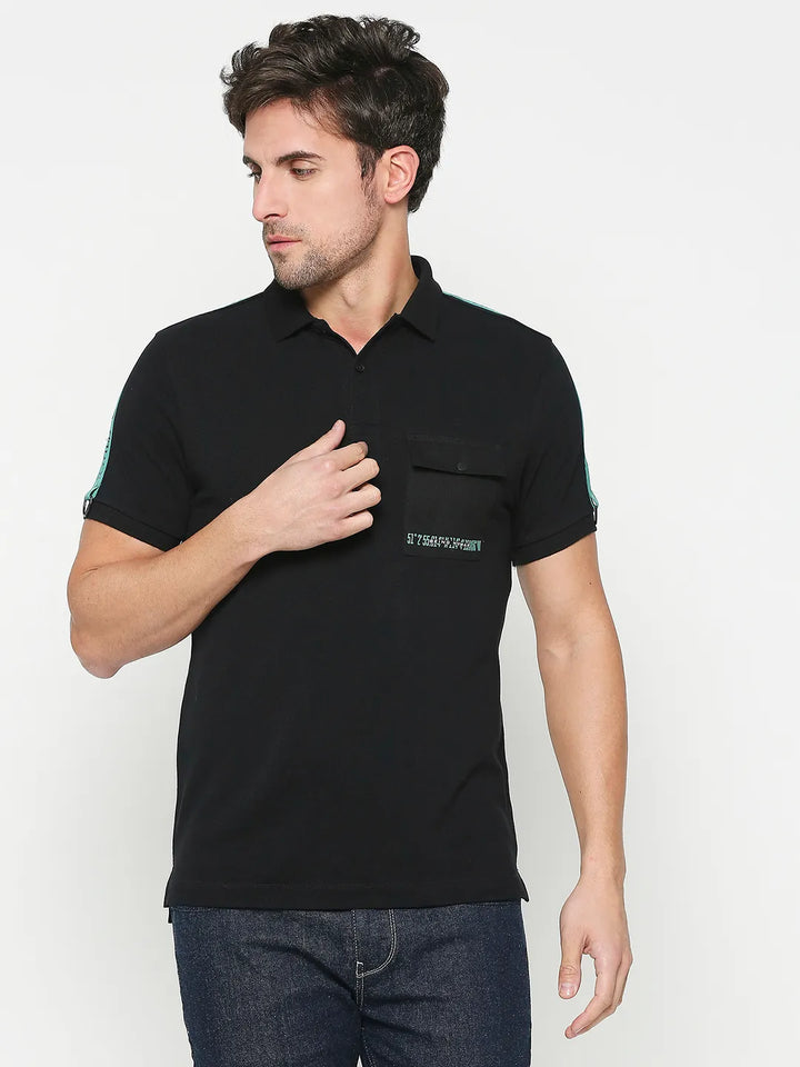 Black Regular Fit Men's Polo T-Shirt