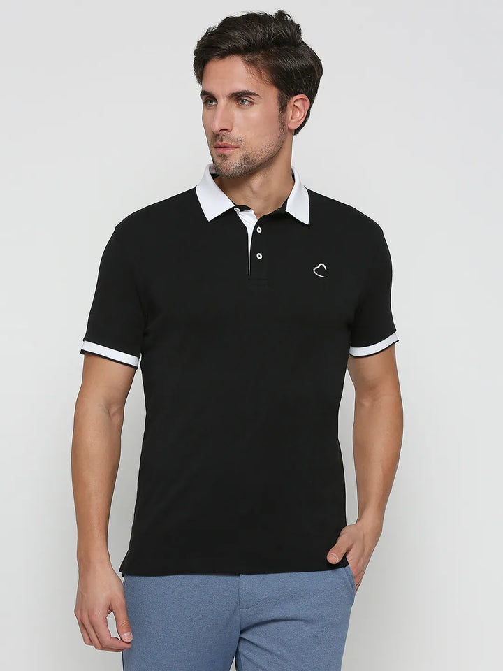Black Regular Fit Men's Polo T-Shirt