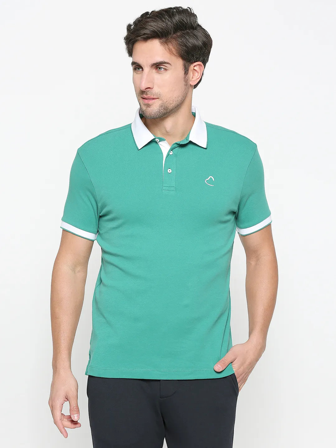 Being Human Clothing Men Regular Fit Polo Neck T-Shirts-Green