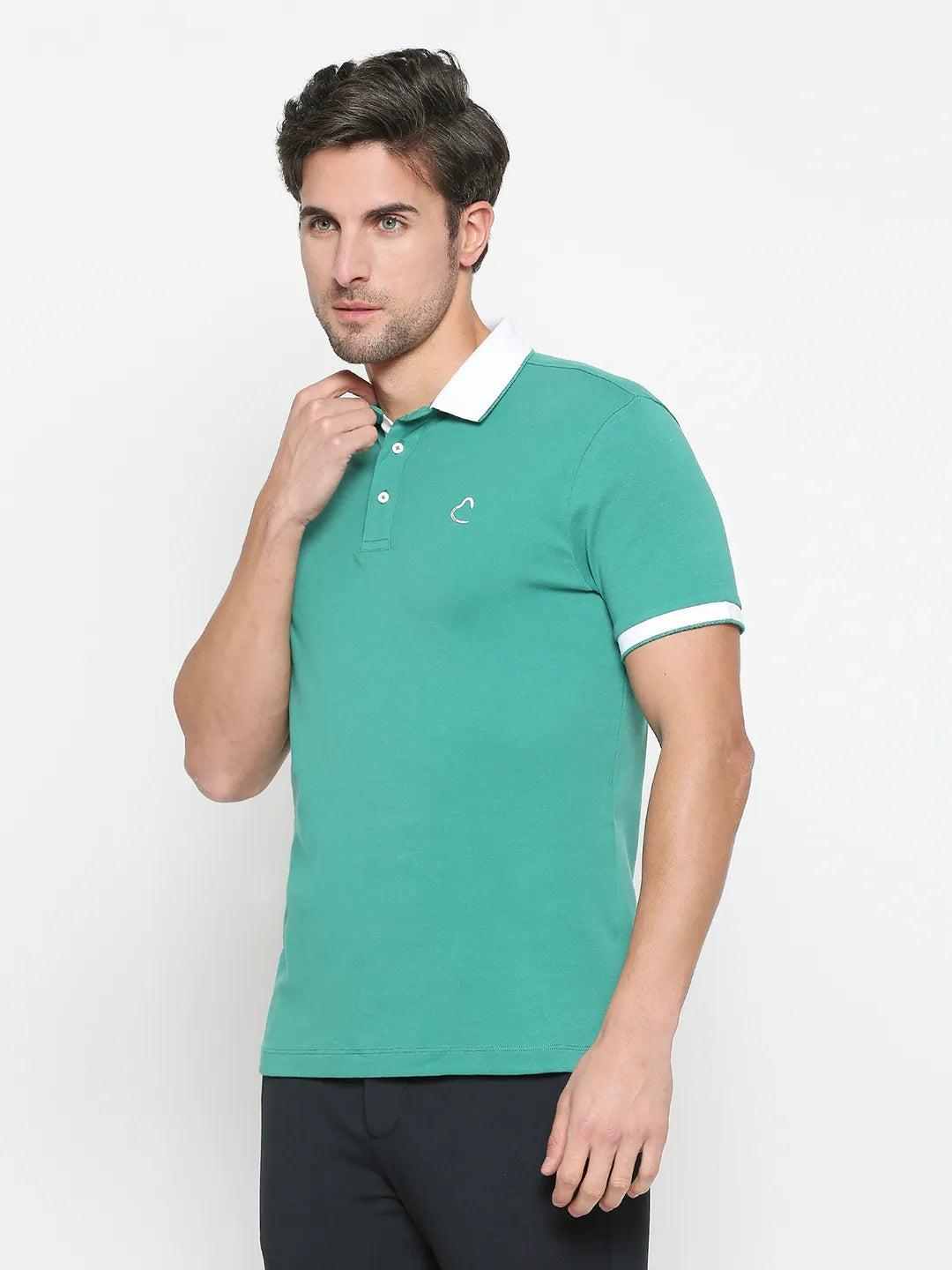 Being Human Clothing Men Regular Fit Polo Neck T-Shirts-Green