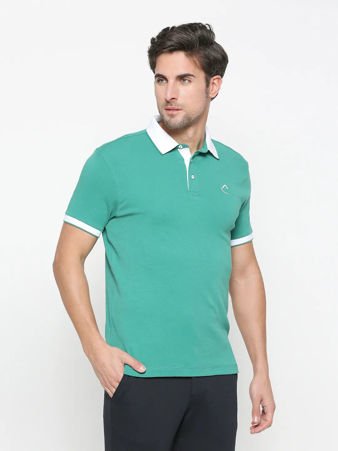 Being Human Clothing Men Regular Fit Polo Neck T-Shirts-Green