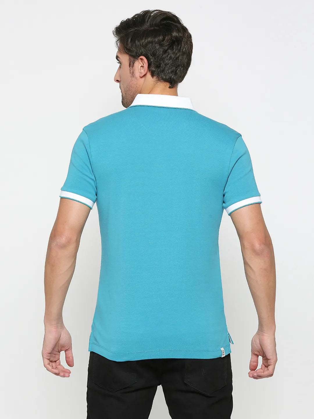 Being Human Clothing Men Regular Fit Polo Neck T-Shirts-Tile Blue