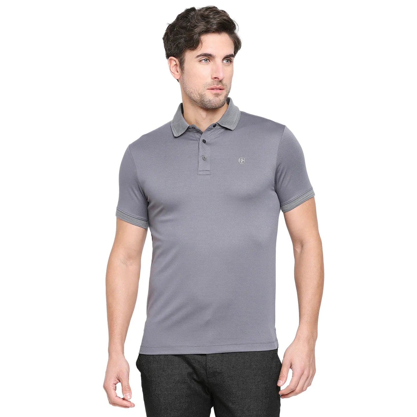 Being Human Clothing Men Regular Fit Polo Neck T-Shirts-Dark Grey