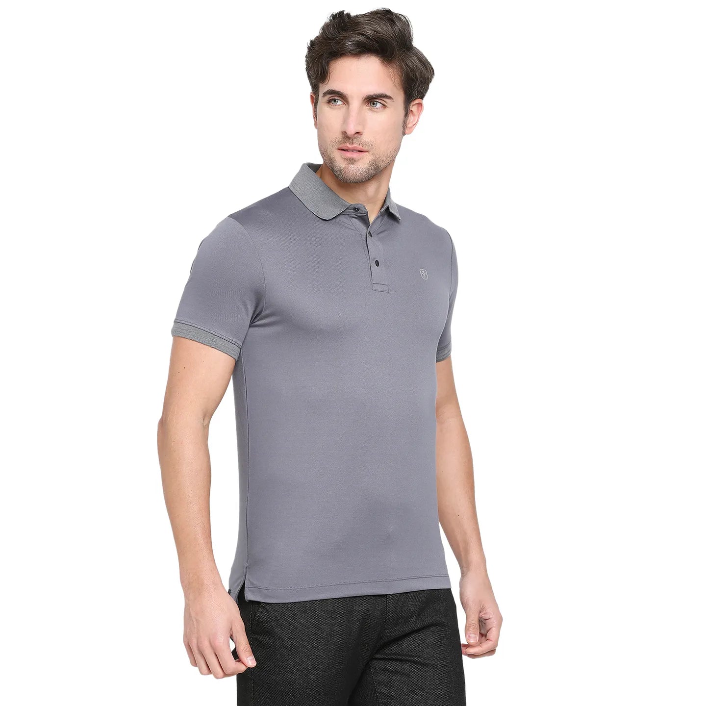 Being Human Clothing Men Regular Fit Polo Neck T-Shirts-Dark Grey
