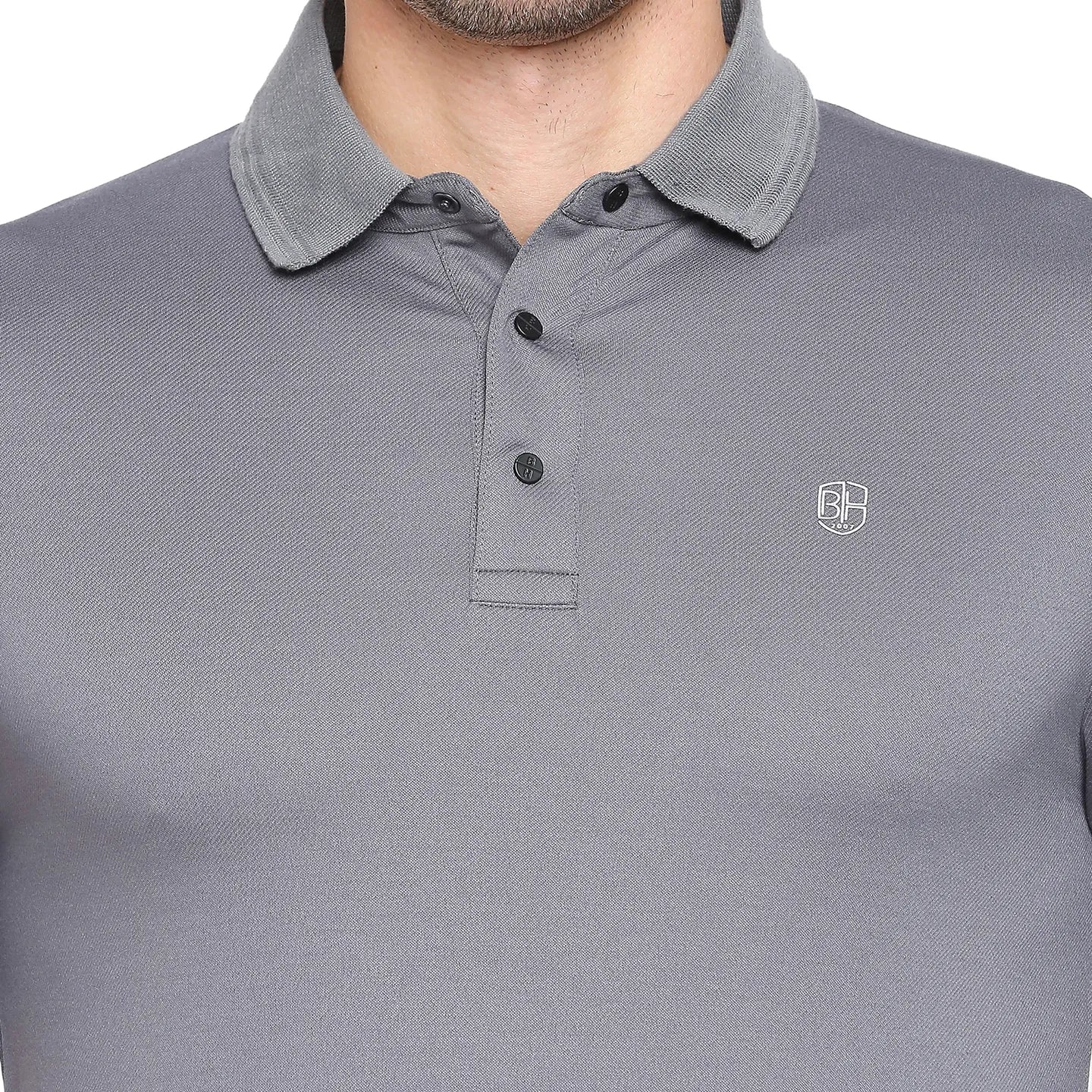 Being Human Clothing Men Regular Fit Polo Neck T-Shirts-Dark Grey