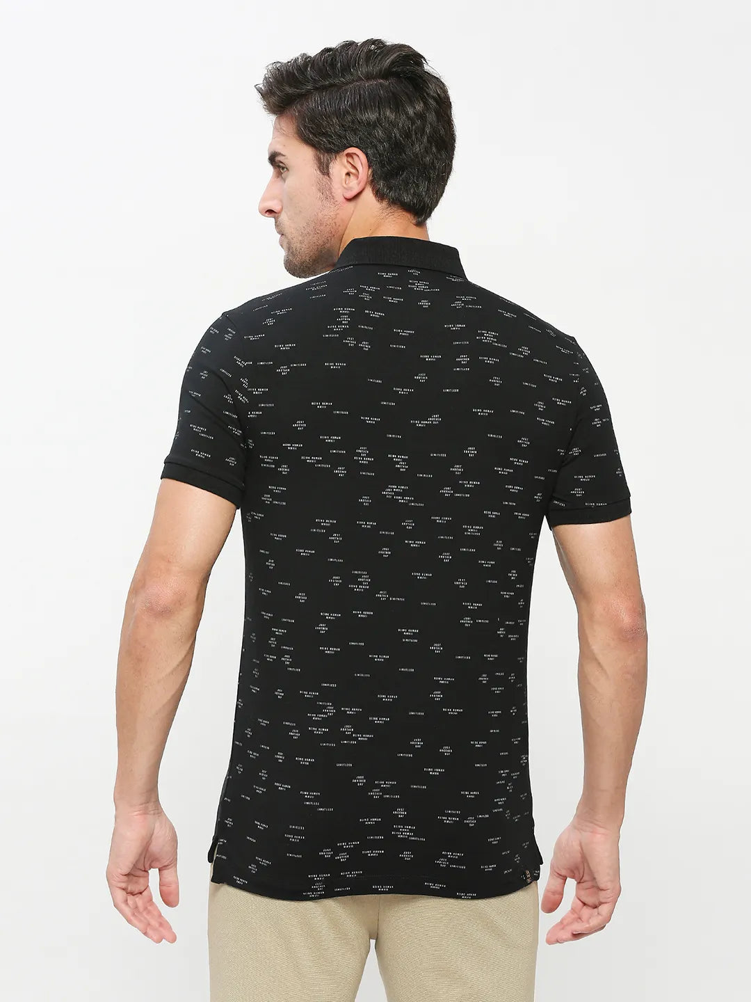 Being Human Clothing Men Regular Fit Polo Neck T-Shirts-Black