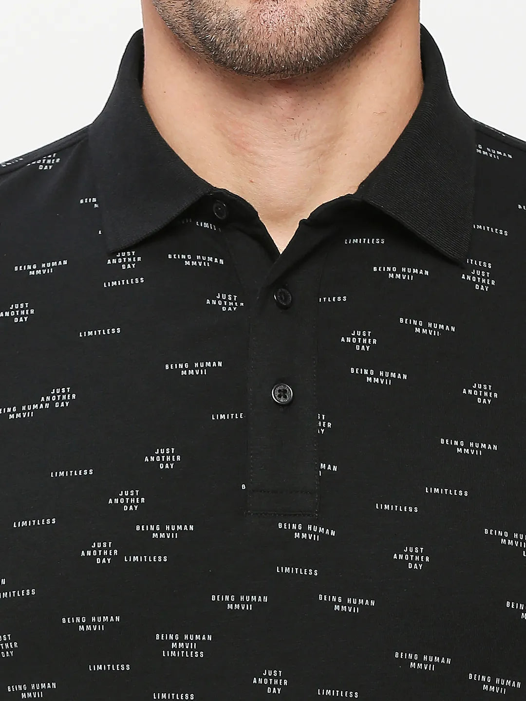 Being Human Clothing Men Regular Fit Polo Neck T-Shirts-Black