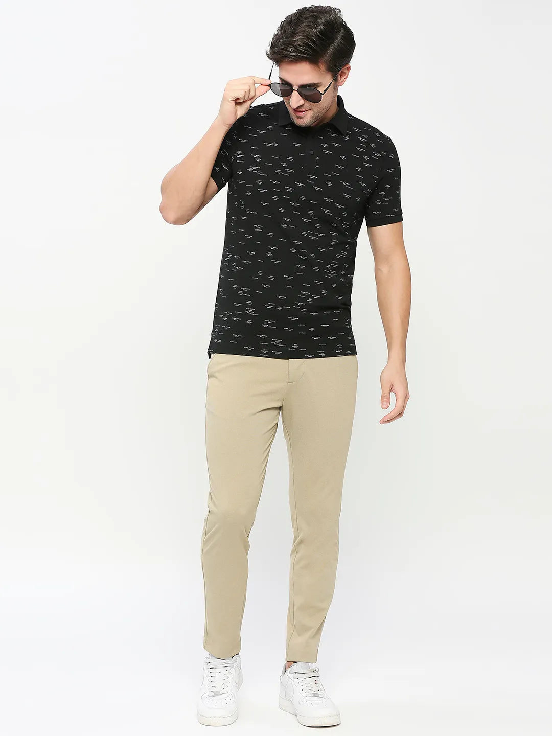 Being Human Clothing Men Regular Fit Polo Neck T-Shirts-Black