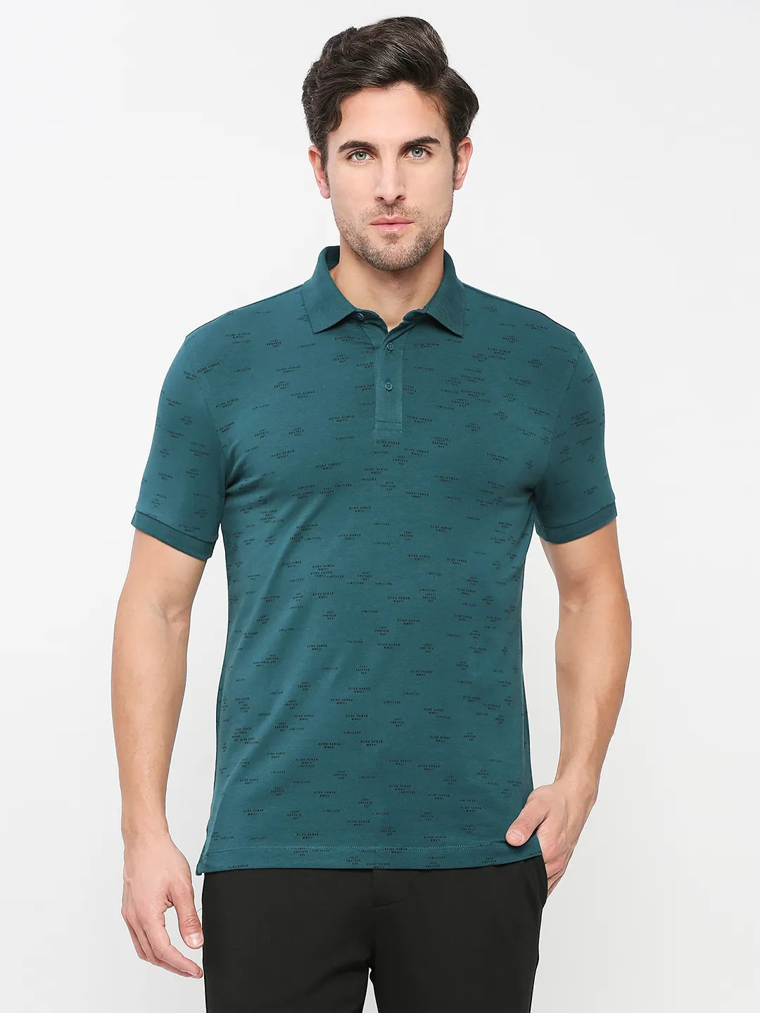 Being Human Clothing Men Regular Fit Polo Neck T-Shirts-Deep Teal