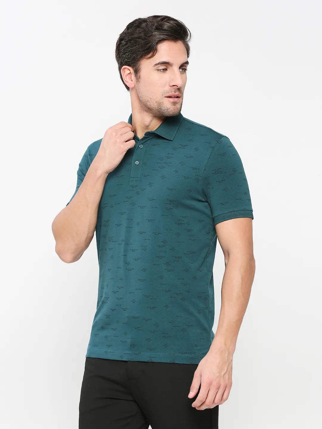 Being Human Clothing Men Regular Fit Polo Neck T-Shirts-Deep Teal