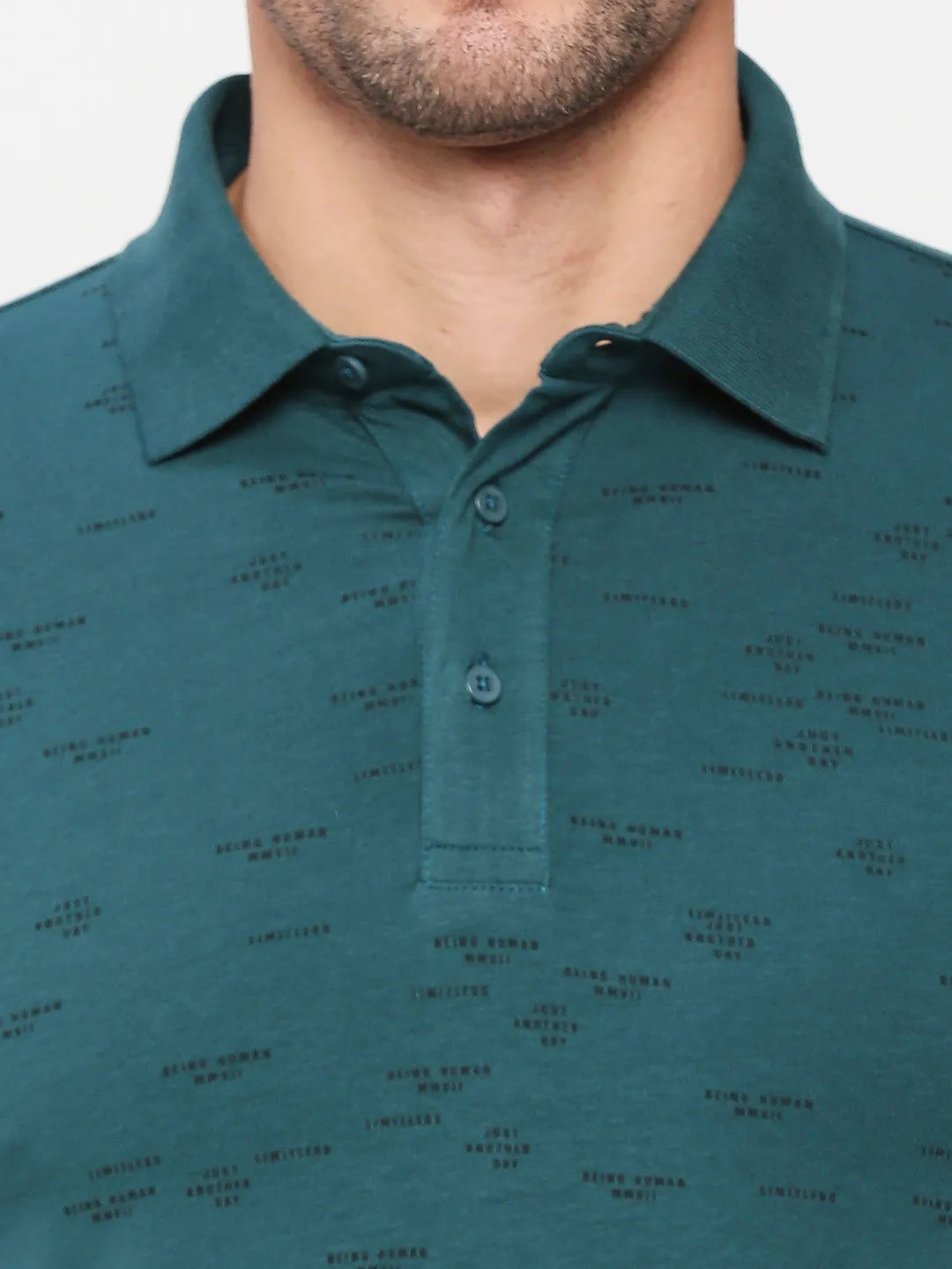 Being Human Clothing Men Regular Fit Polo Neck T-Shirts-Deep Teal