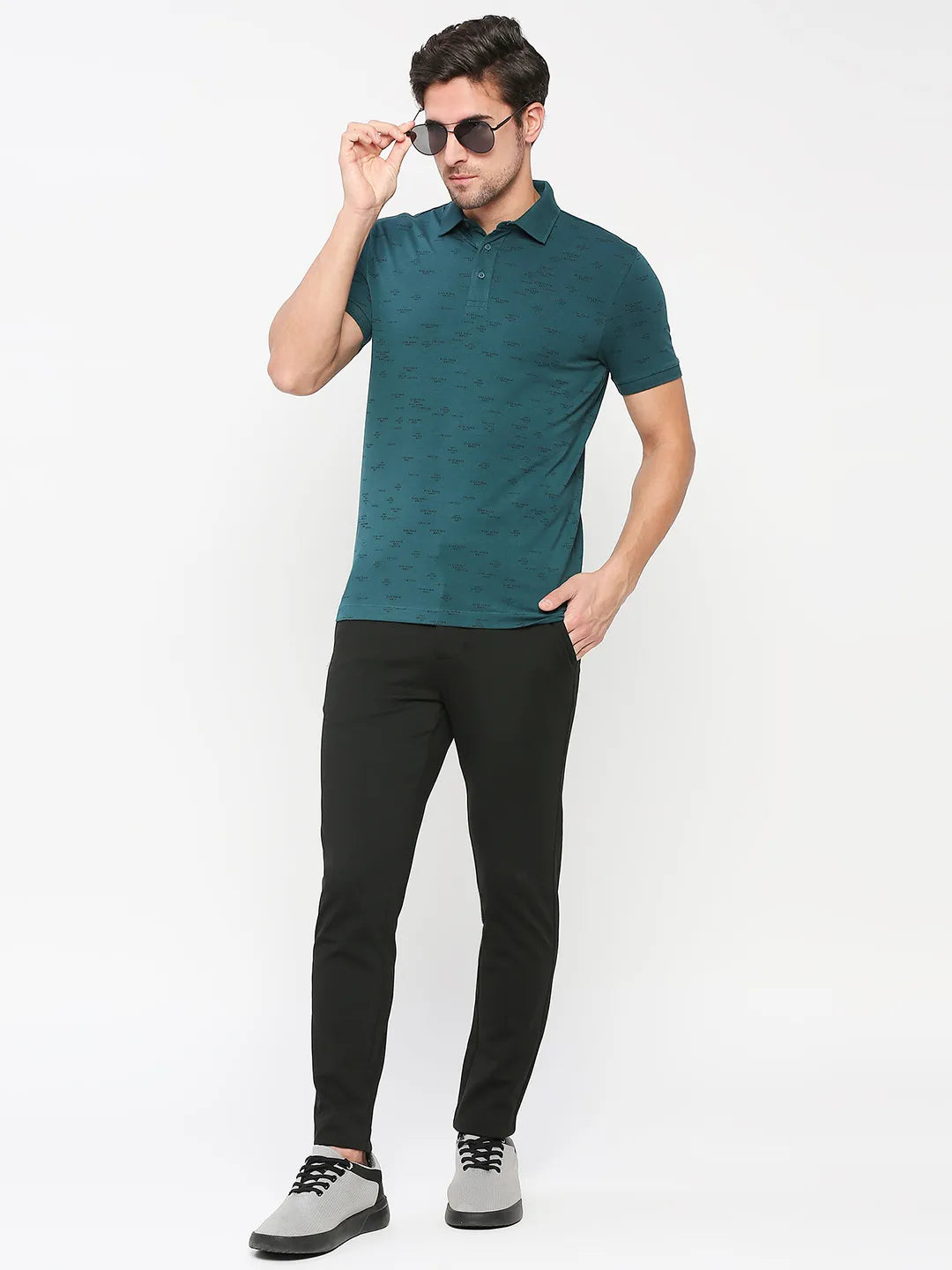 Being Human Clothing Men Regular Fit Polo Neck T-Shirts-Deep Teal