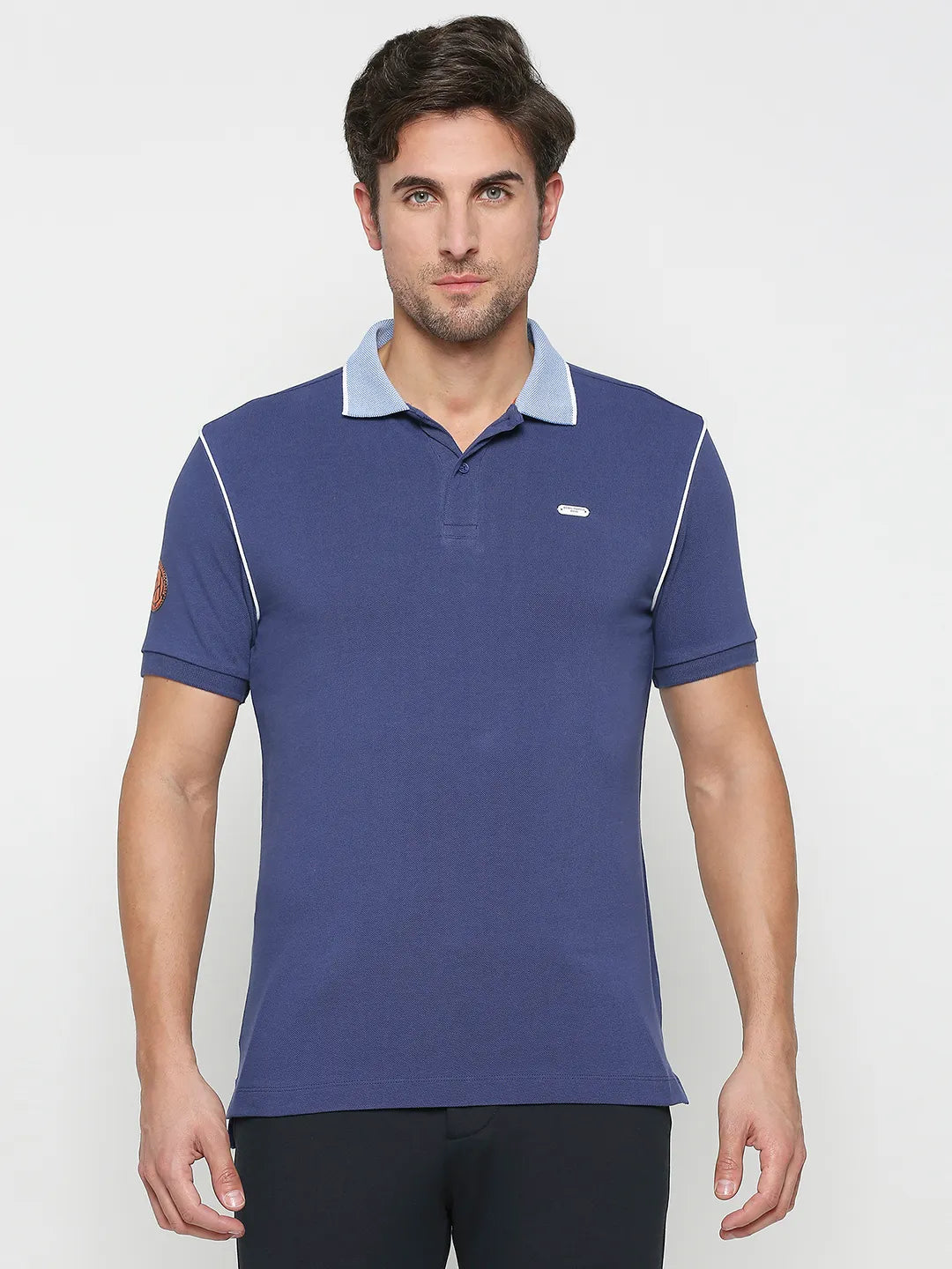 Being Human Clothing Men Regular Fit Polo Neck T-Shirts-Navy