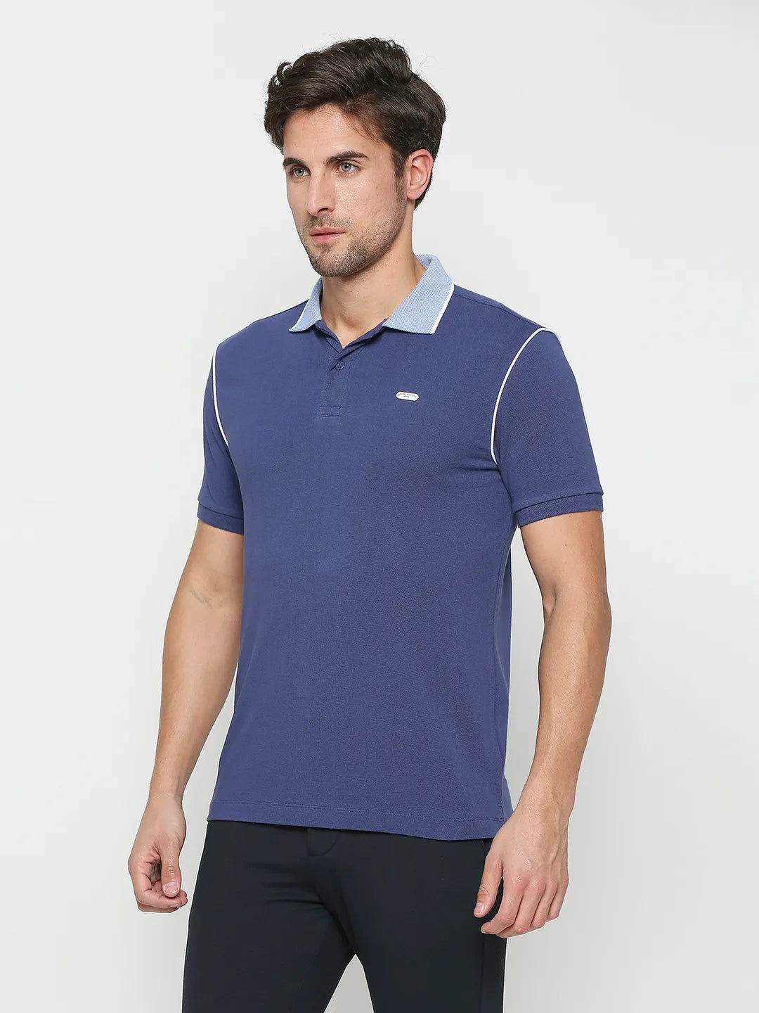 Being Human Clothing Men Regular Fit Polo Neck T-Shirts-Navy