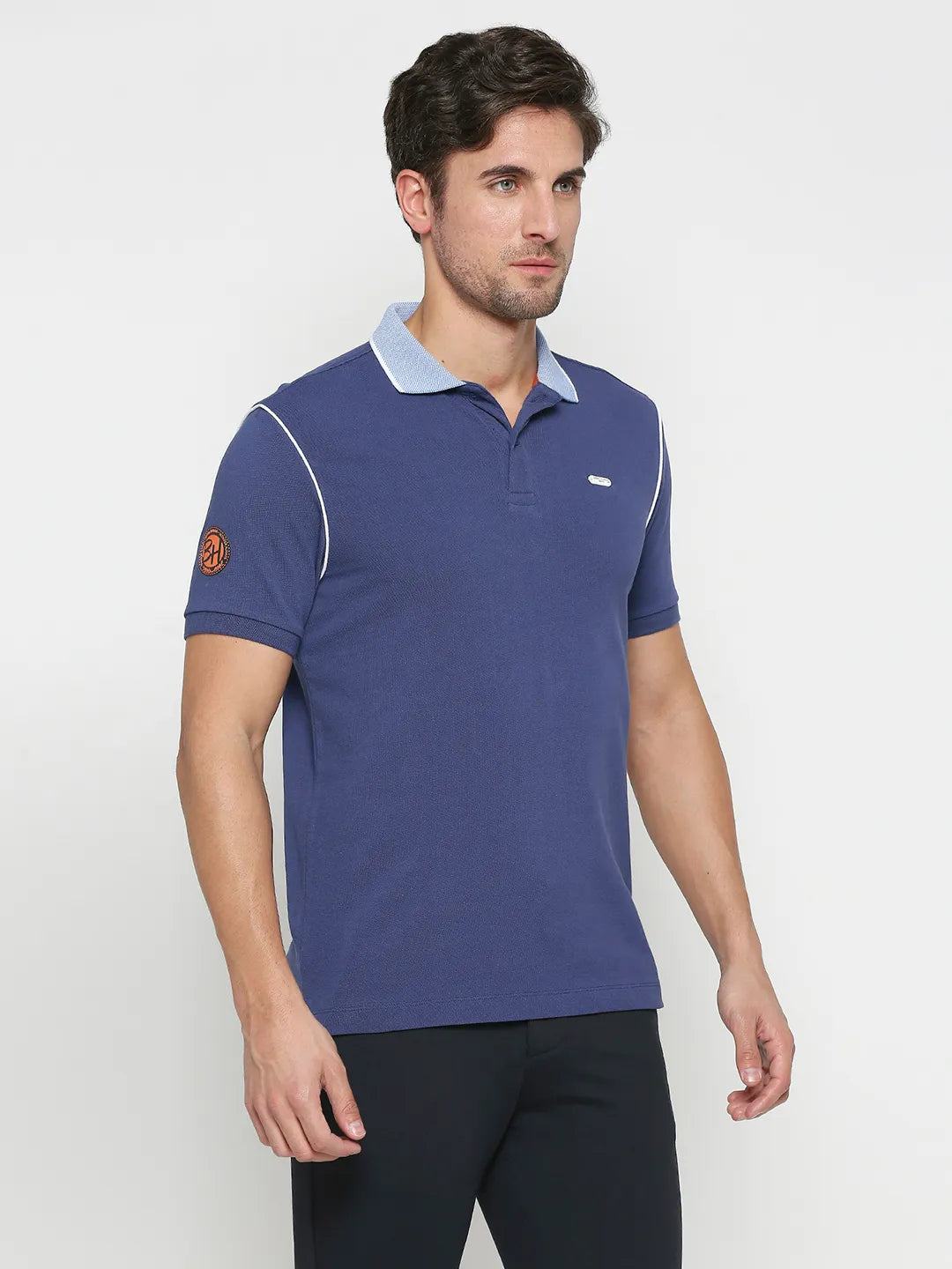 Being Human Clothing Men Regular Fit Polo Neck T-Shirts-Navy