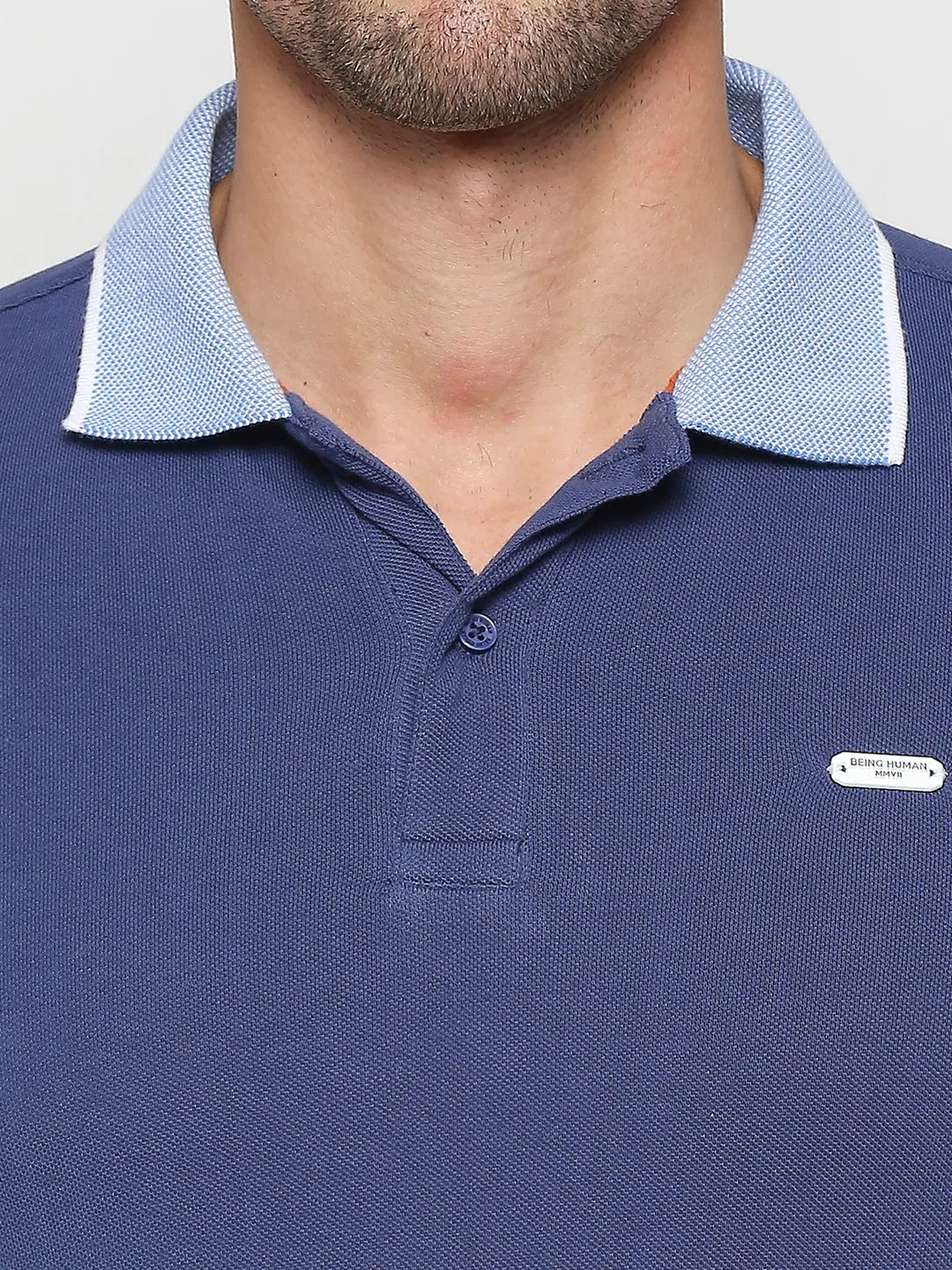 Being Human Clothing Men Regular Fit Polo Neck T-Shirts-Navy
