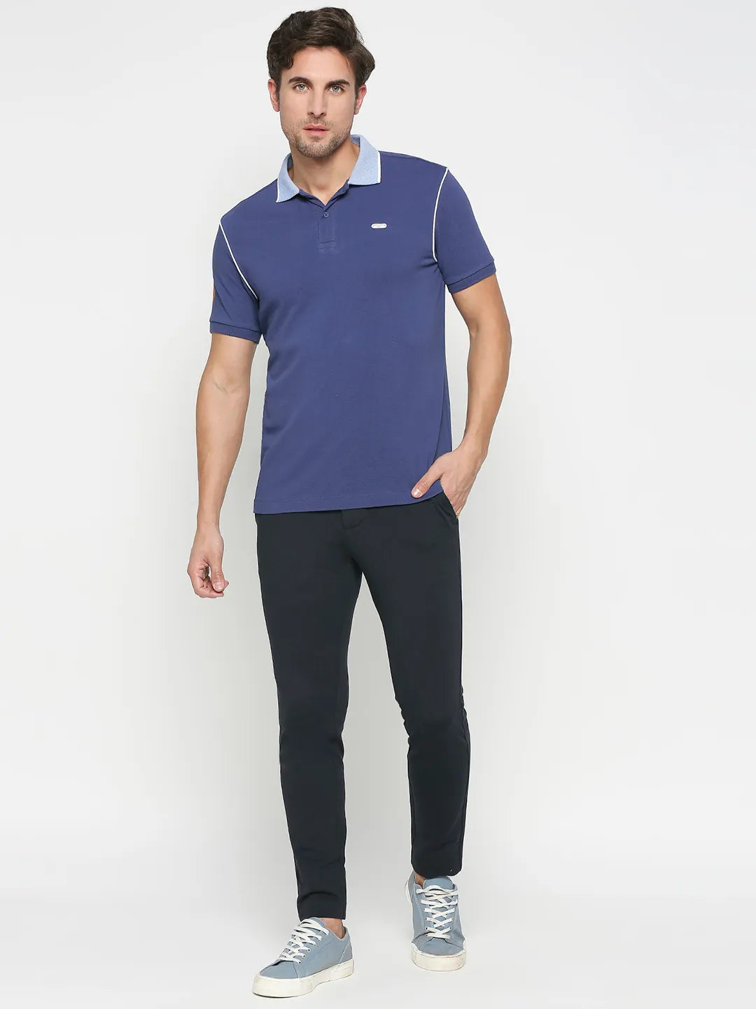 Being Human Clothing Men Regular Fit Polo Neck T-Shirts-Navy