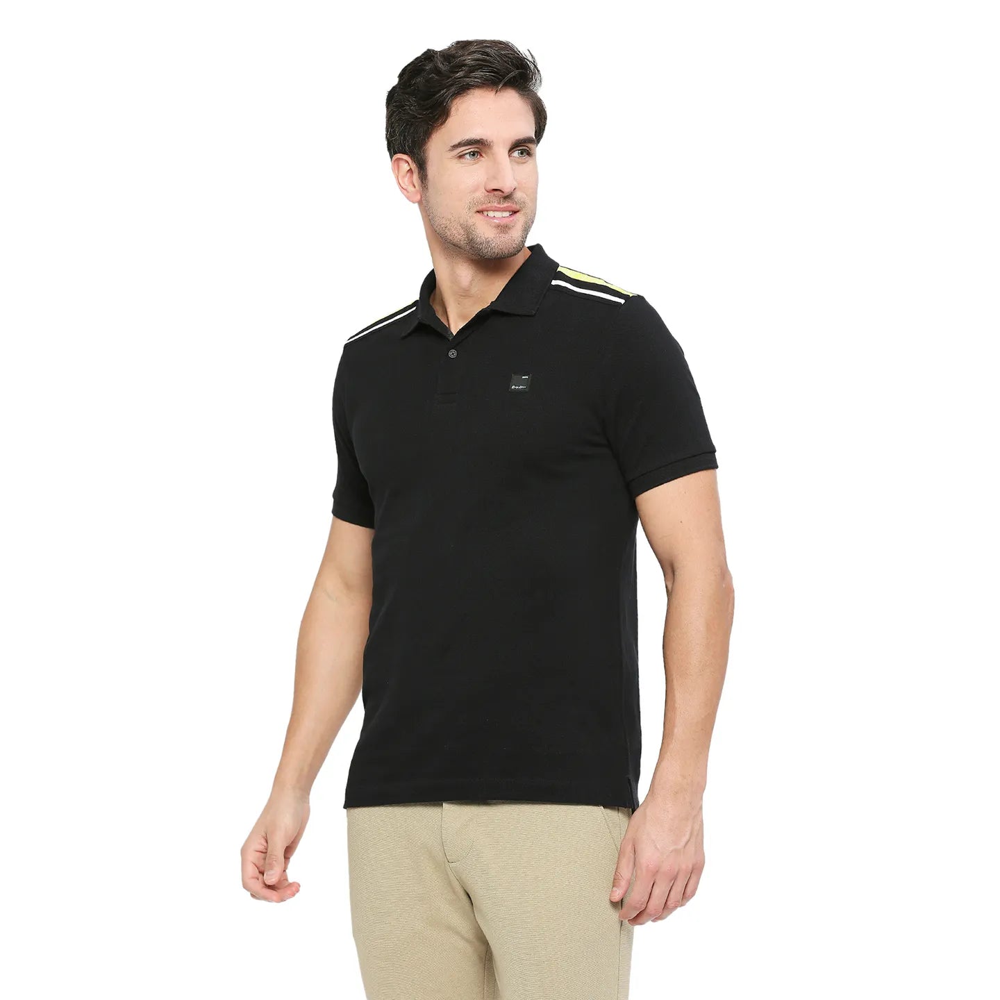 Being Human Clothing Men Regular Fit Polo Neck T-Shirts-Black