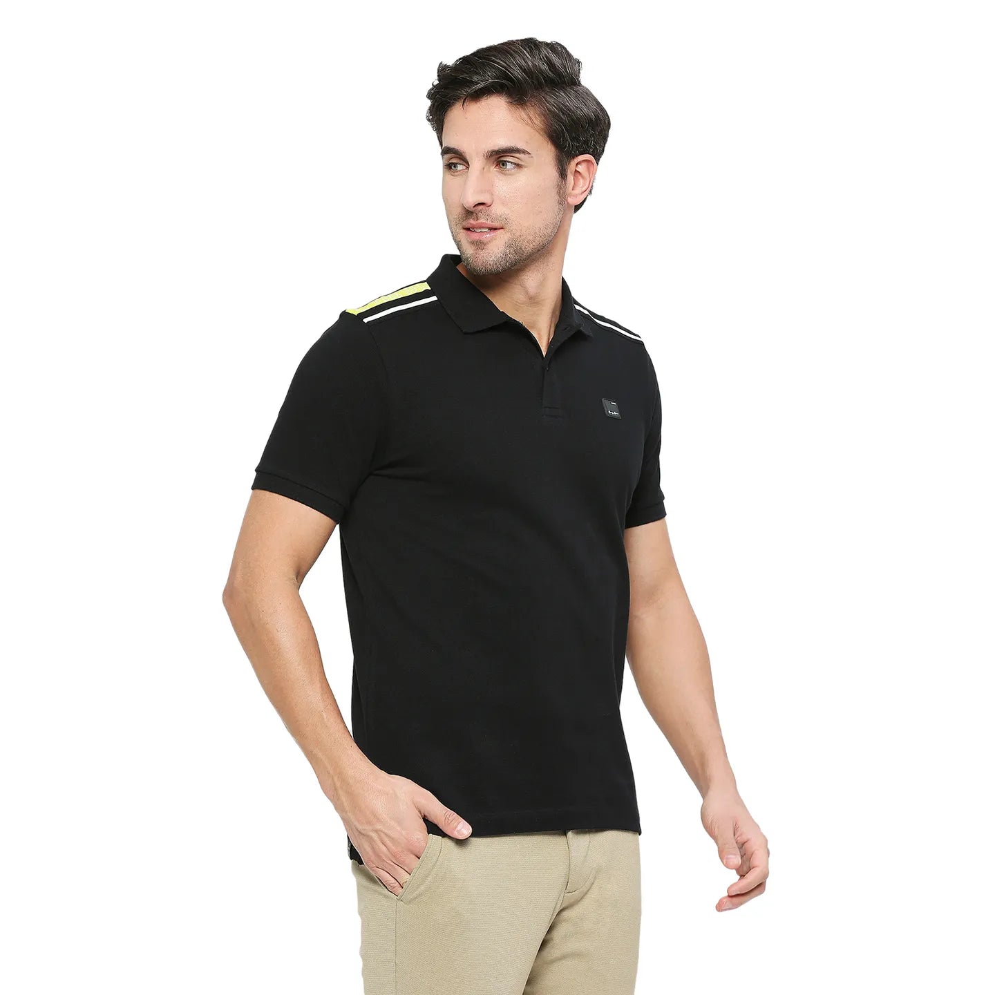 Being Human Clothing Men Regular Fit Polo Neck T-Shirts-Black