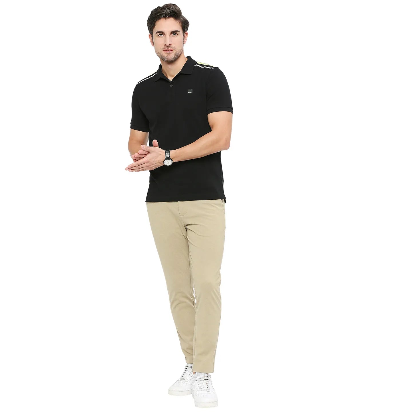 Being Human Clothing Men Regular Fit Polo Neck T-Shirts-Black