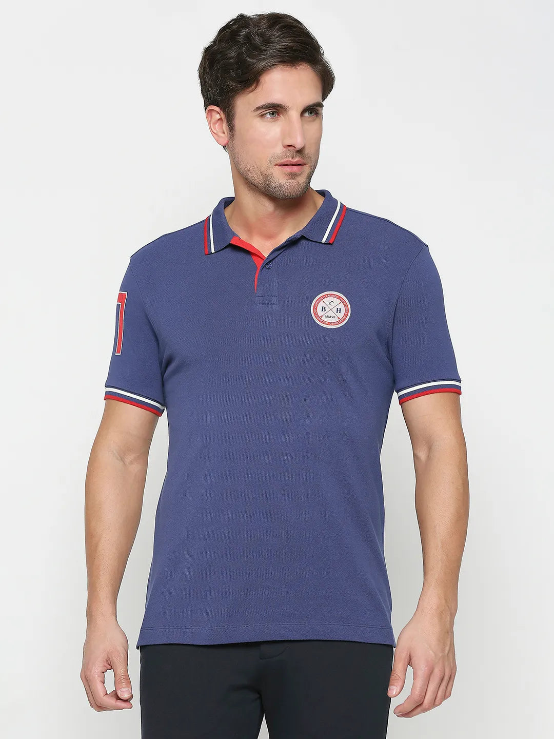 Being Human Clothing Men Regular Fit Polo Neck T-Shirts-Navy