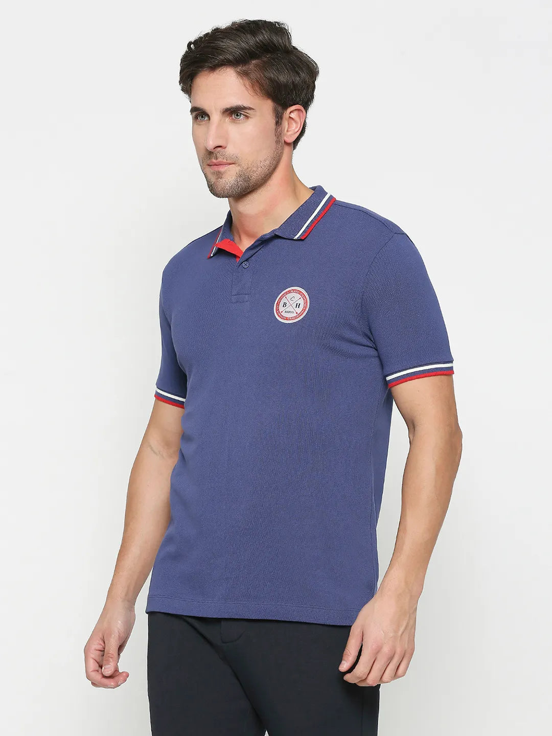 Being Human Clothing Men Regular Fit Polo Neck T-Shirts-Navy