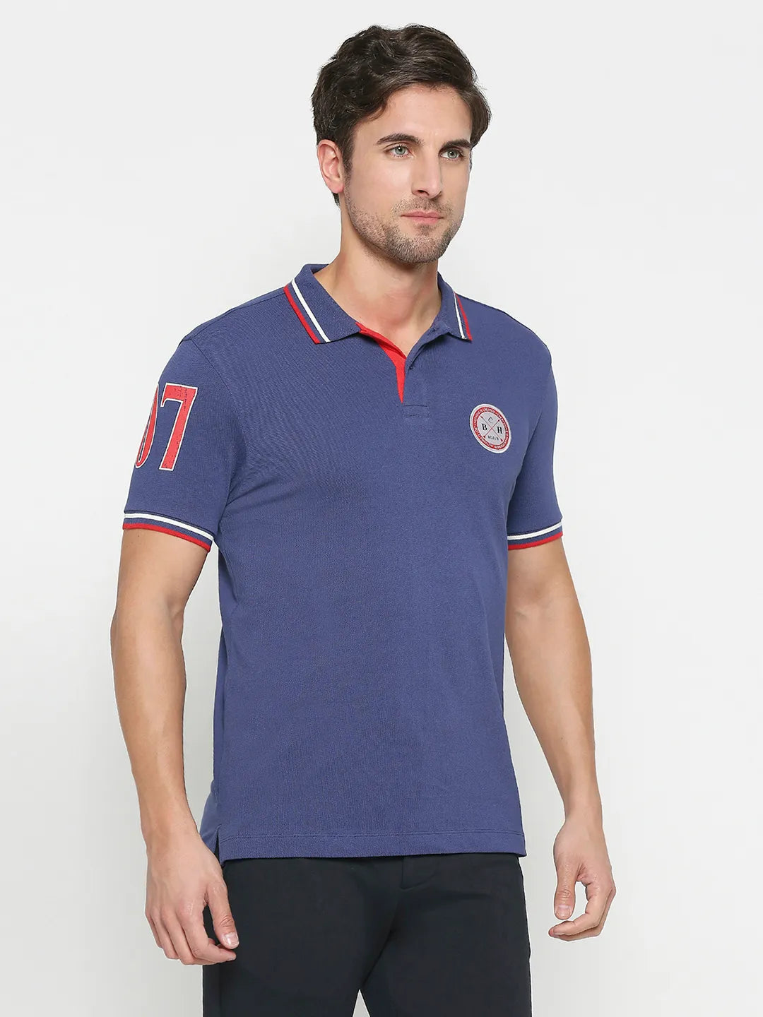 Being Human Clothing Men Regular Fit Polo Neck T-Shirts-Navy