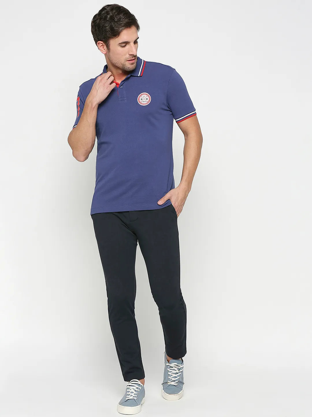 Being Human Clothing Men Regular Fit Polo Neck T-Shirts-Navy