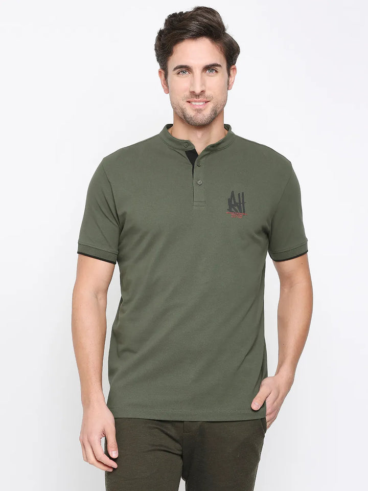 Forest Green Regular Fit Men's Polo T-shirt